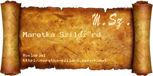 Maretka Szilárd névjegykártya